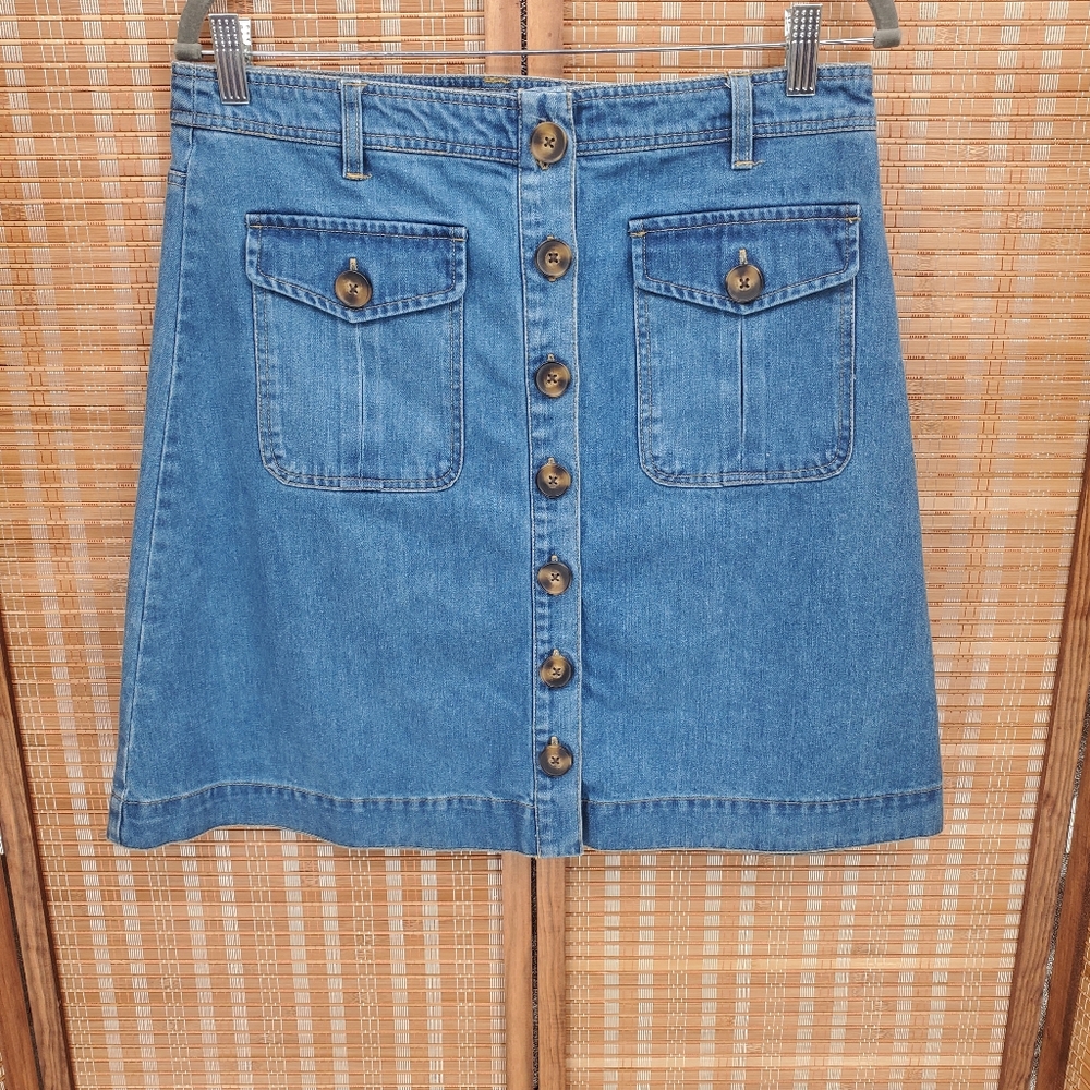 ♧ Sundance Denim A Line Patch Pocket Skirt Size MP Rodeo Western Utility Rodeo